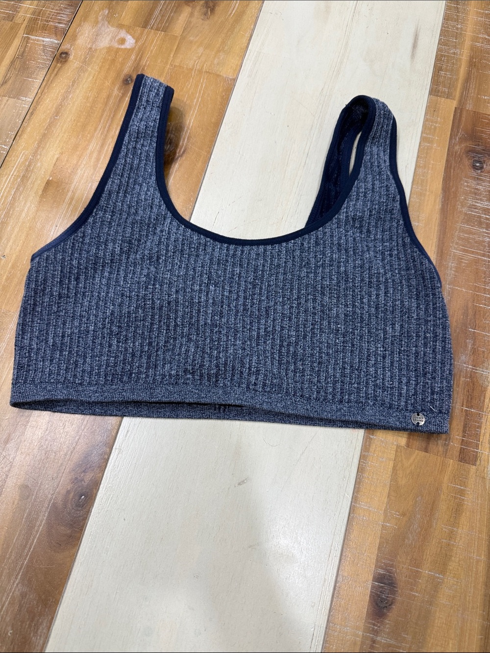 Lucky Brand Ribbed Seamless Sports Bra - Heather Charcoal